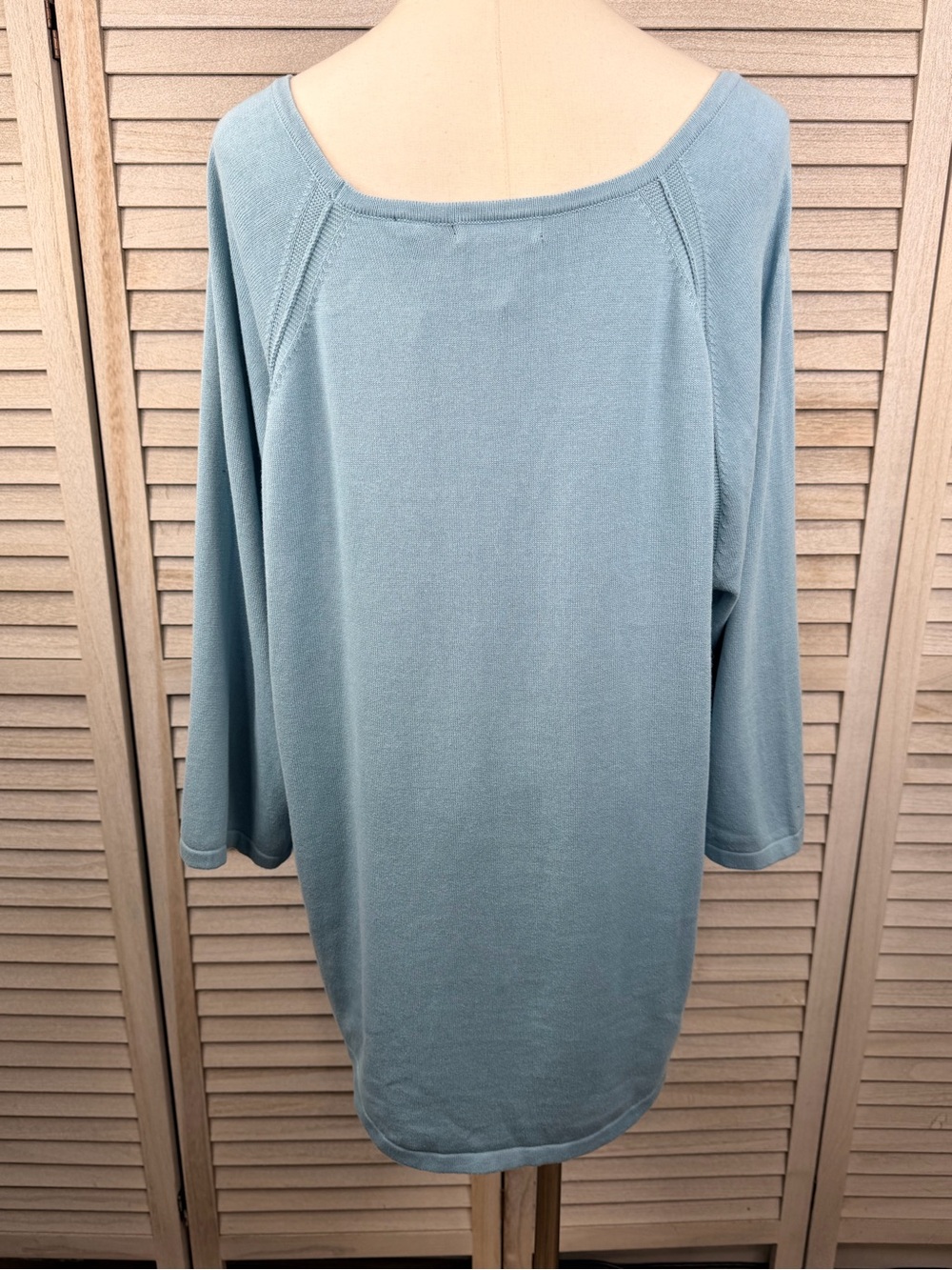 JEANNE PIERRE (Woman) Blue (Nigella Haze) 3/4 Sleeve Cotton Boat Neck Sweater-2X - Picture 2 of 2